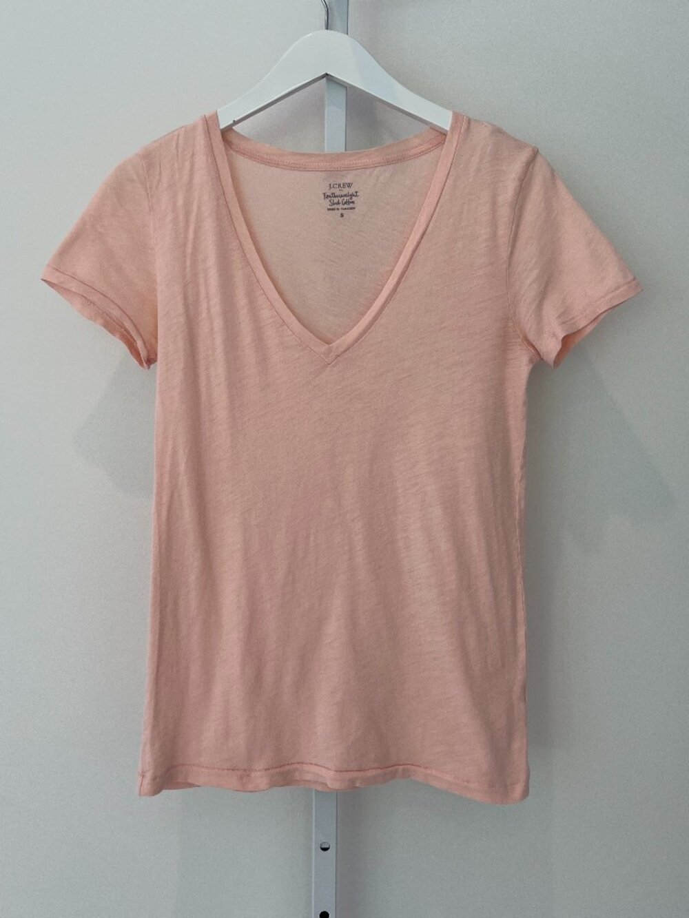 J.CREW FEATHERWEIGHT SLUB COTTON PEACH PINK T-TSHIRT SIZE S